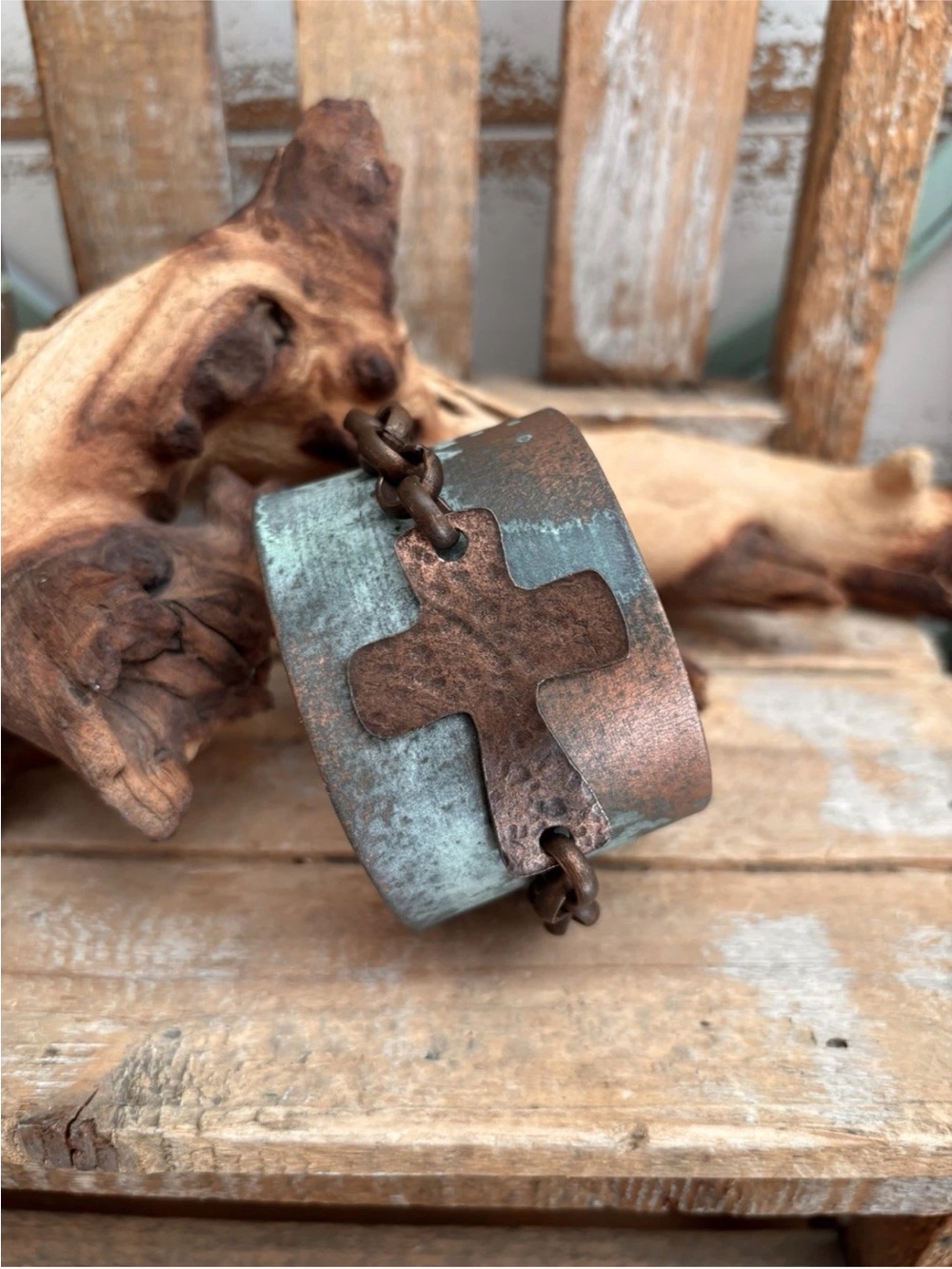 Jordan Smith Leather Metal Cross Cuff Bracelet NEW!